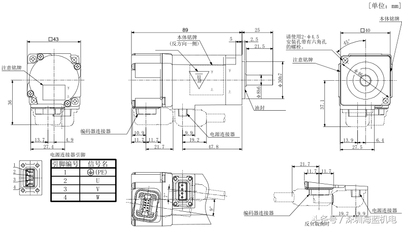 MR-JE三菱伺服电机HG-KNJ-S100各系列外形尺寸图